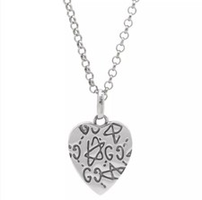 GUCCI Ghost Heart Pendant Necklace Silver Ag925