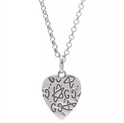GUCCI Ghost Heart Pendant Necklace Silver Ag925 UK