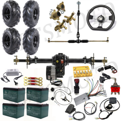 Go Kart Differential Rear Axle Kits 1000W Brushless Motor Controller Brake Wheel