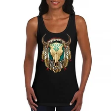 Steer Skull Dreamcatcher Women's Tank Top Native American Indigenous Culture