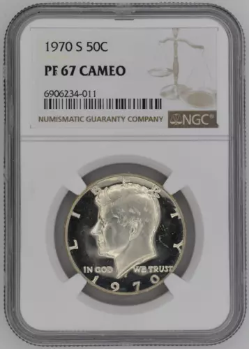 USA 1970S JFK Silver 50c Half Dollar Beautiful Proof Coin - NGC PF 67 Cameo