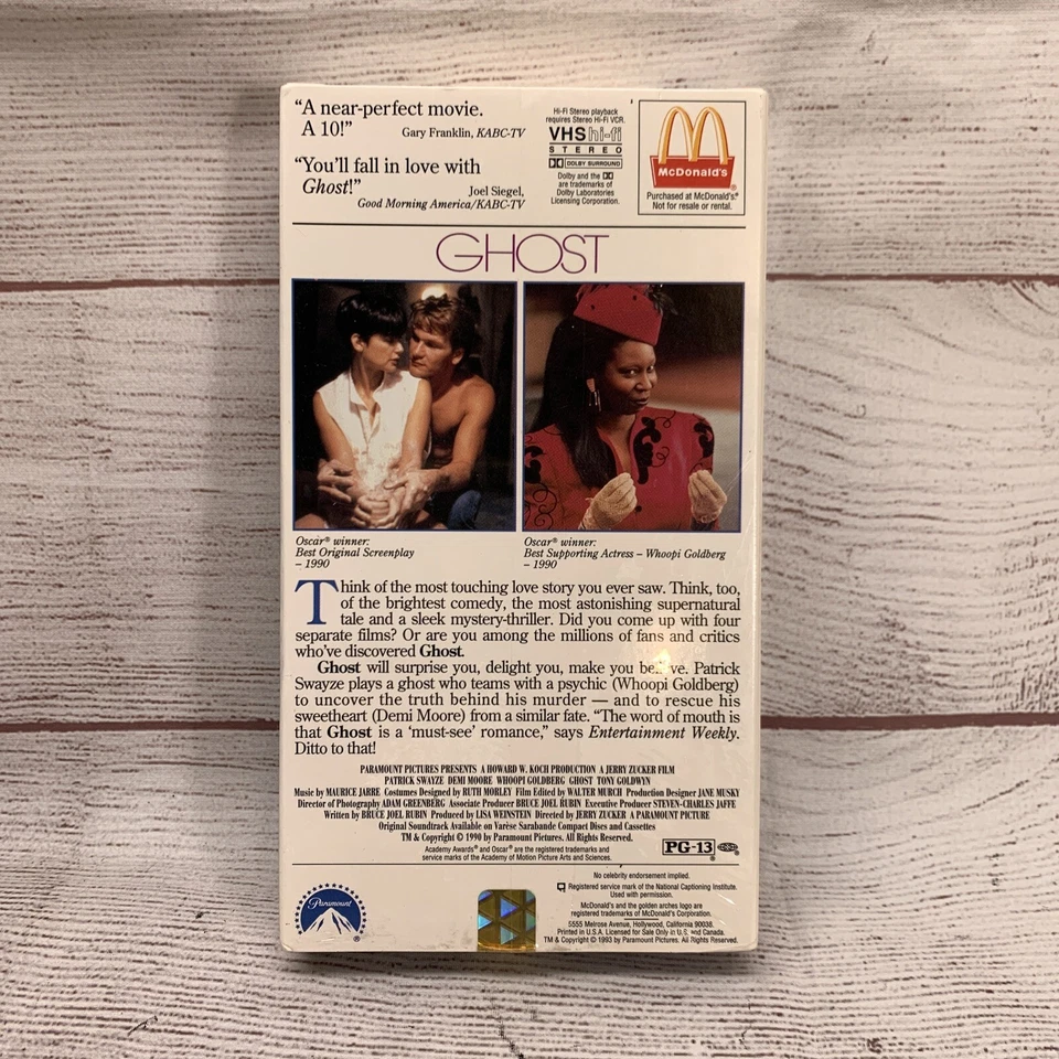 SEALED NEW Ghost VHS 93' McDonald's Collectible w/Sticker Patrick & Demi 32004 - Image 3 of 4