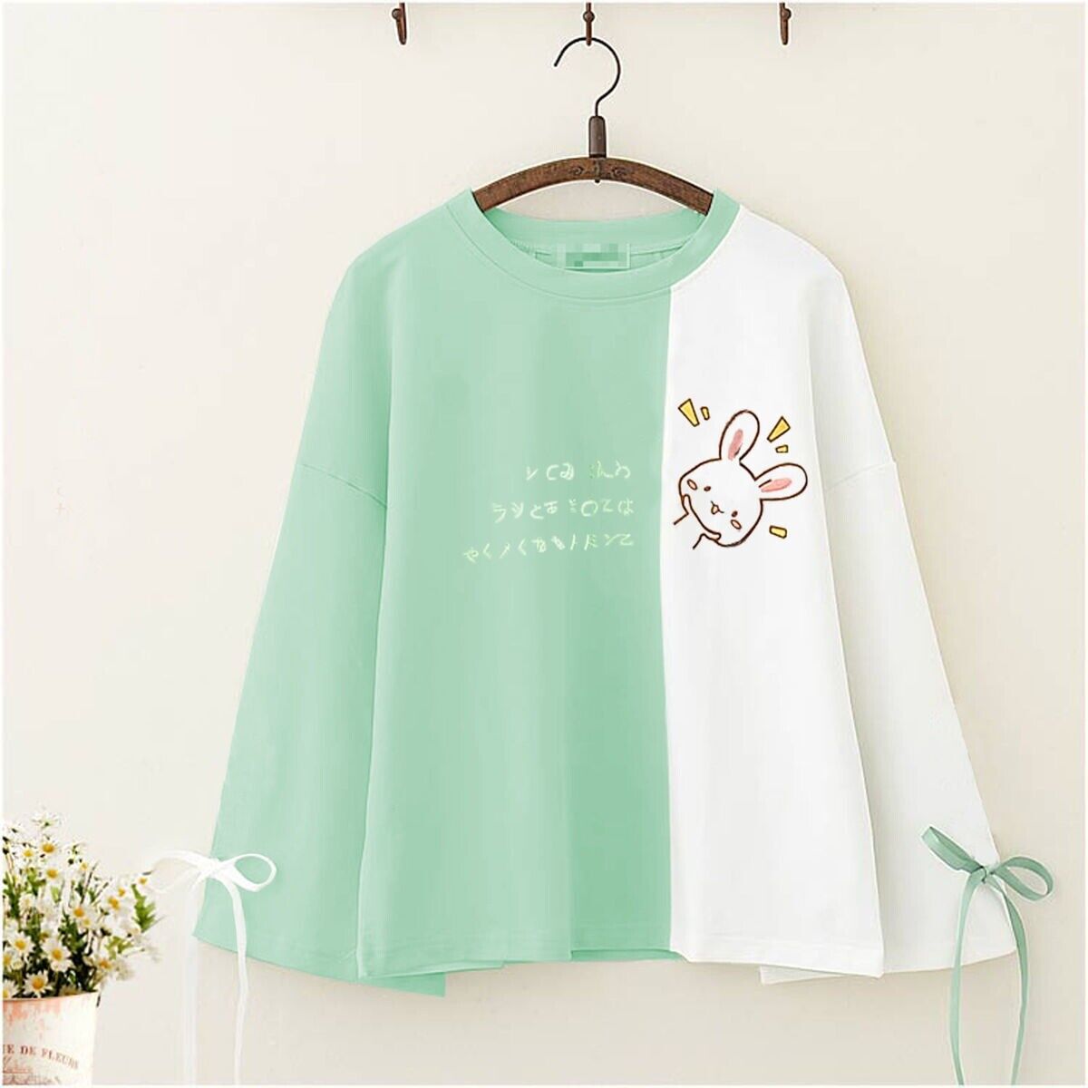 Girl Japanese Kawaii Clothing Tops Embroidery Rabbit Shirt Preppy Cute Thin  Soft