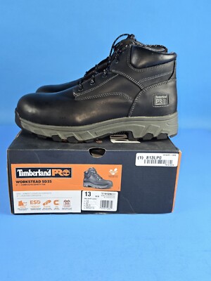 Timberland PRO 6  Work Boots 13 Mens Black Leather Workstead Safety Composite