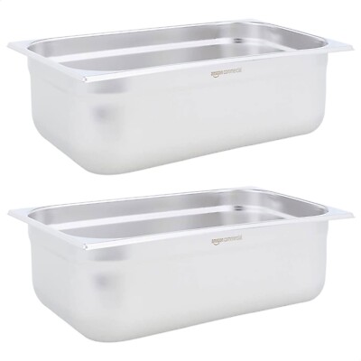 EDELSTAHL GASTRONORM PFANNEN 2 x VOLLE GRÖSSE 150mm TIEFE BEHÄLTER WASSERBAD DAMPFGARER