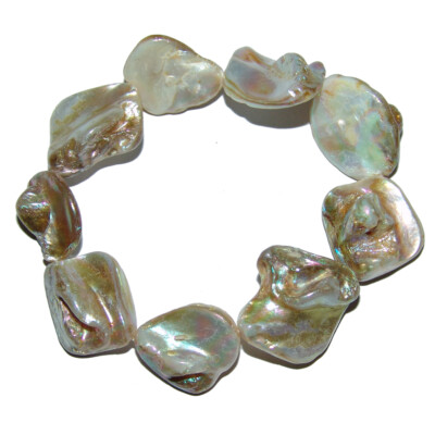 Perlmutt Muschel Armband Free Form ca. 19 - 20 cm , Muscheln ca. 15 - 20 mm auf 