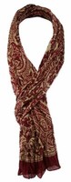 Tigertie Schal In Weinrot Beige Paisley Gemustert - Gr. 180 X 50 Cm
