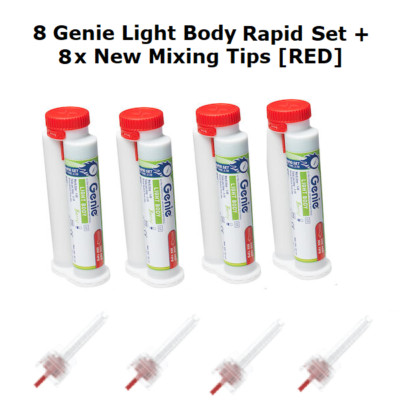 Genie 8x50ml VPS Impression Material Cartridge Light Body Rapid Set + 8 Tips