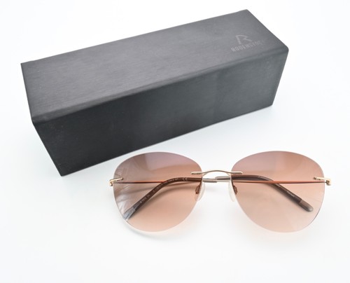 RODENSTOCK Sonnenbrille R7415 S4 Gold Panto Randlos Braun Verlaufsgetönt Large - Picture 10 of 10