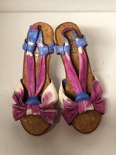 Gianni Pink with Flower Fabric Block Heels Size 7.5M $98 #83 TRY ON