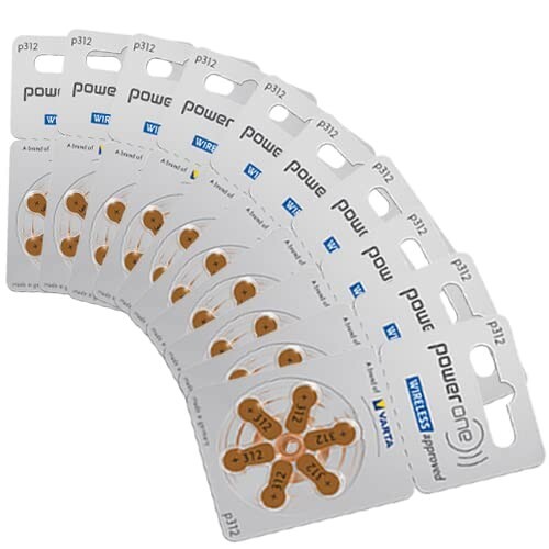 60 Power One Size 312 p312 Hearing Aid Batteries, Expiration November