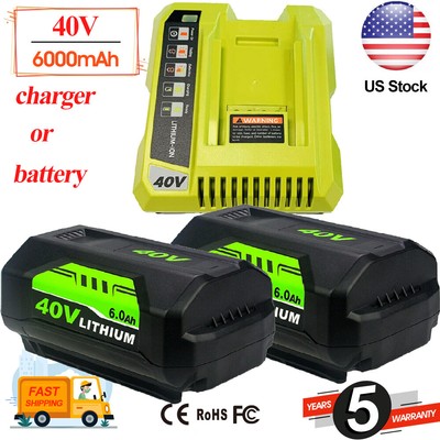 Replace For Ryobi 40v 6 0ah Li Ion Battery Or 0p401 Charger Op40601 Op4050a Tool Ebay