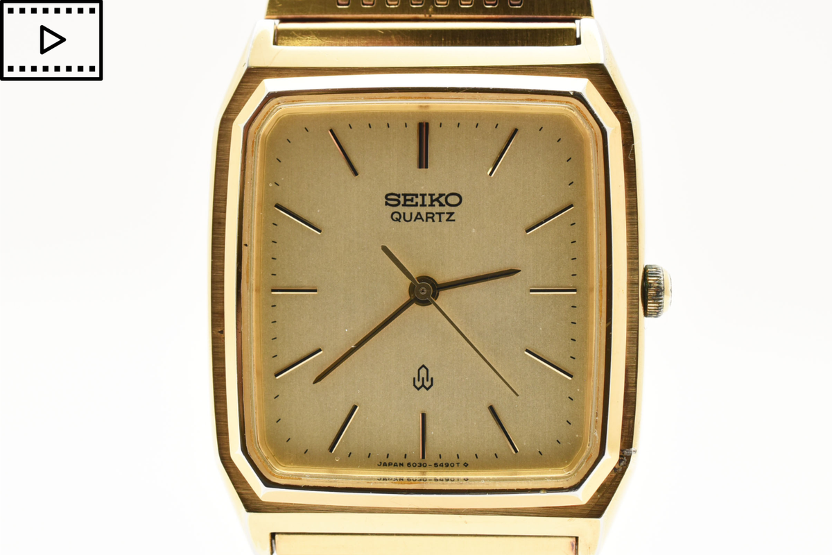 セイコーseiko ゴールド　時計　6030-5430 Vintage 1982 [Exc+5] Seiko Seagull 6030-5430 Gold Square