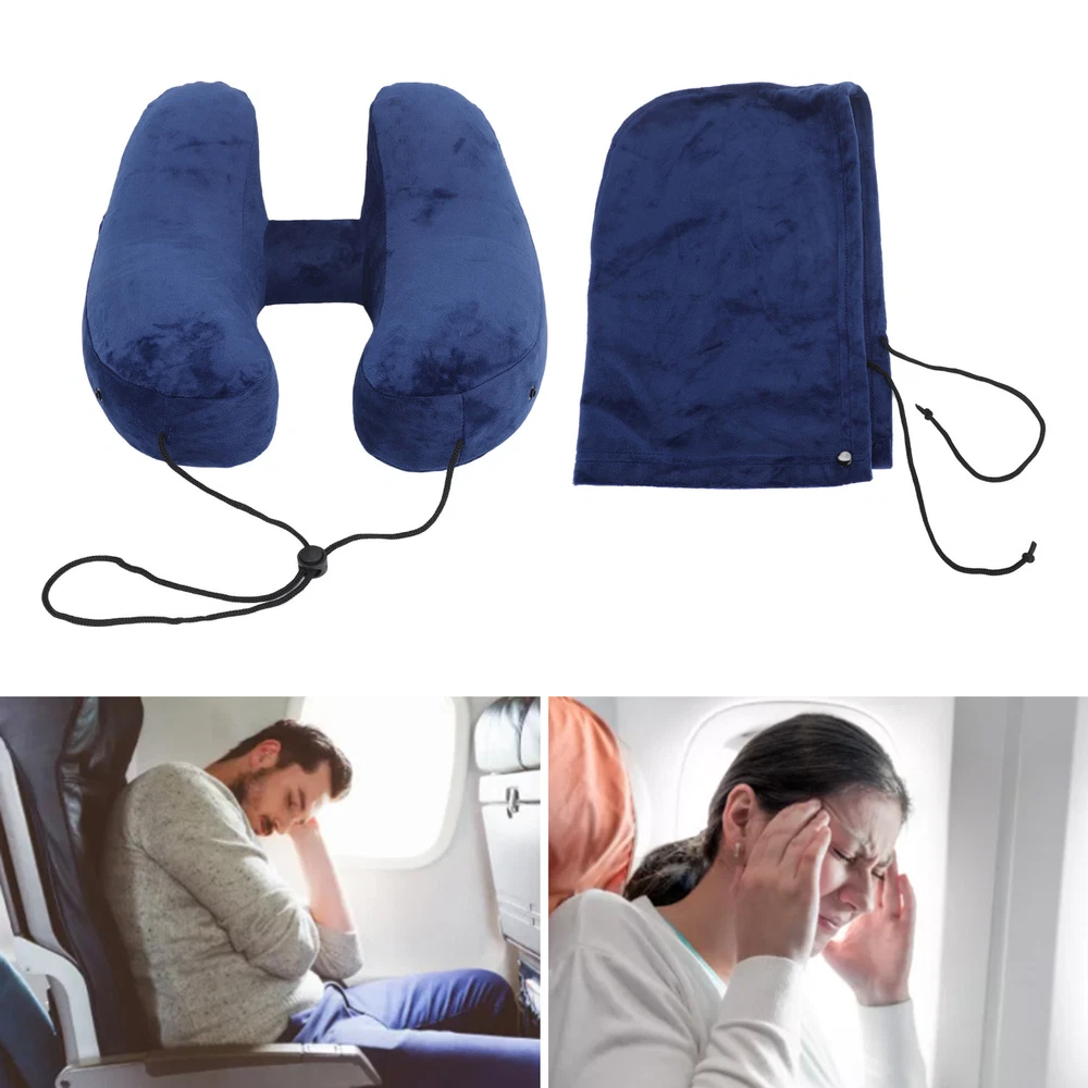 H-Shaped Inflatable Travel Pillow Detachable Washable Quick-Fill for Comfort