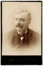 Antique Cabinet Card Webster Thorsen Mustache Man Bow Tie Des Des Moines IA