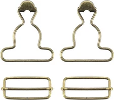 Lusofie 2 Pairs Metal Overall Buckles Suspender Buckle with Rectangle Adjustable