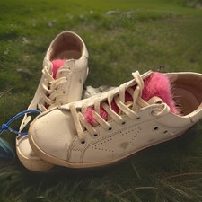 Authentic Golden Goose Super-Star White with Fuzzy Pink Tongue! Women’s 6/EU 36