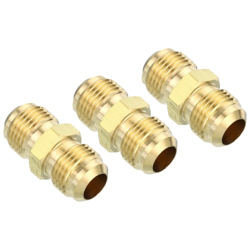 3/8" x 3/8" Brass Tube Fitting, 3 Pcs Flare Tube Fitting