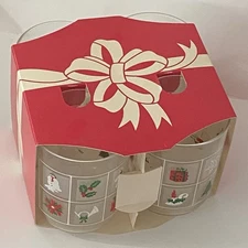 Vintage Libbey Frosted Panel Christmas Scenes Drinking Glasses 4” Set of 4