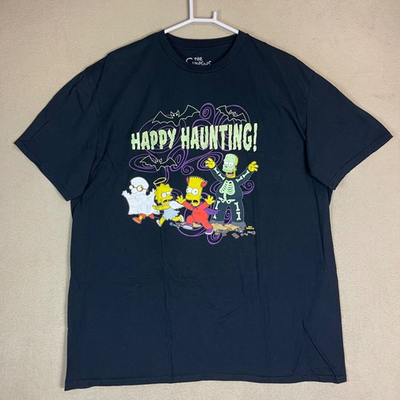 #ad The Simpsons Happy Haunting Halloween Black Graphic T Shirt Mens 2XL $25.99