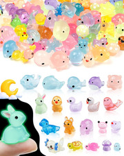 100PCS Luminous Mini Resin Animals Bulk - 20 Styles Glow in the Dark Plastic Tin
