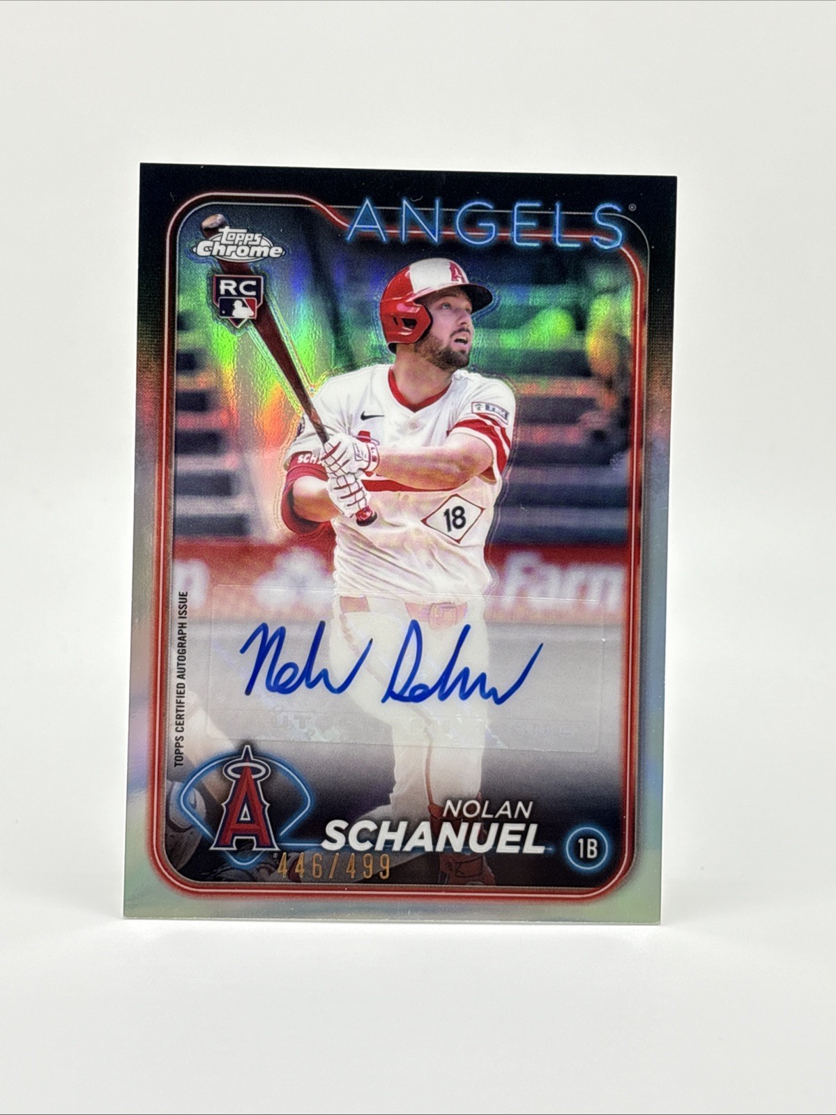 2024 Topps Chrome Update Nolan Schanuel Refractor RC Auto /499