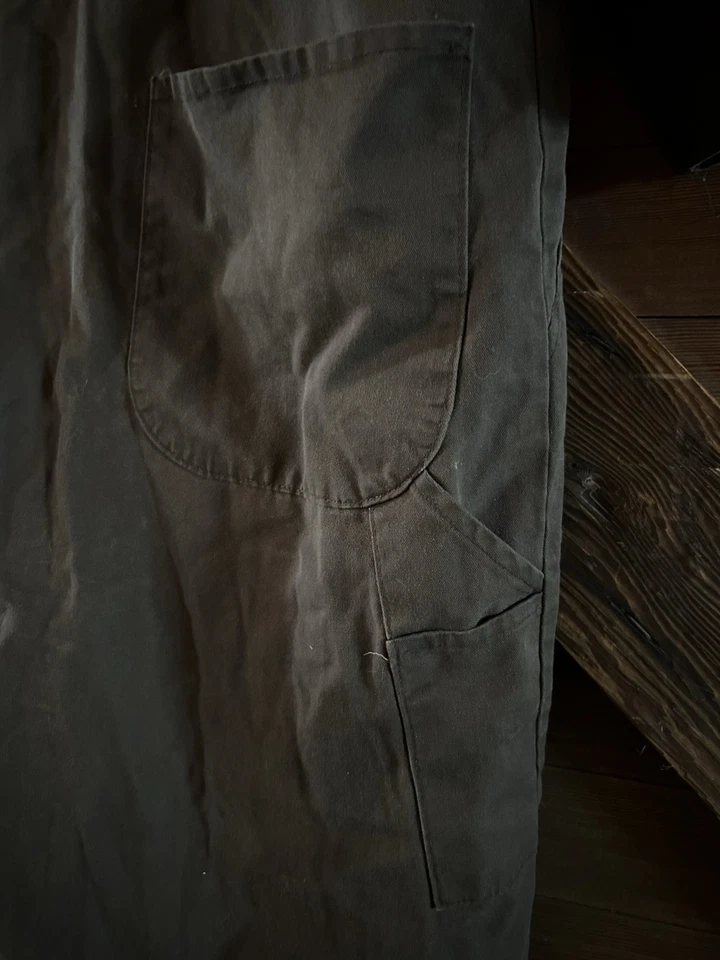 Vintage Dirt Brown Distressed RED Cap Coveralls 54 Long - Image 4 of 4