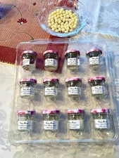 Lot Of 12 Bonne Maman Empty Mini jars. Pink Lids.