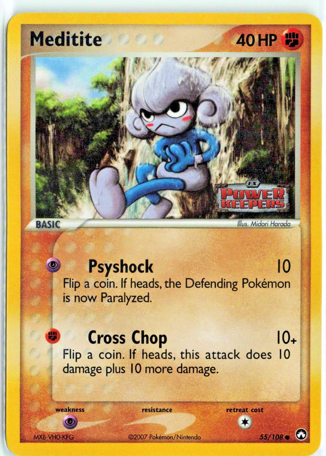 Meditite 55/108 EX Power Keepers Reverse Holo Pokemon Card