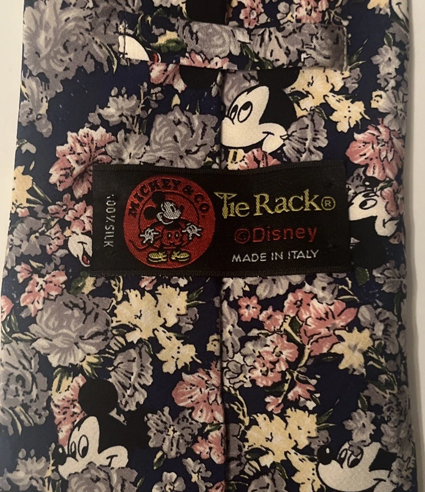 Corbata - Corbata Disney Mickey Flowers 100% Seda - Hecha en Italia Foto 2 de 4