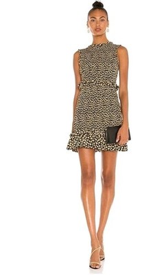 NWT LIKELY Faye Smocked Sleeveless Floral Ruffle Mini Dress Sz 6 Black Cocktail