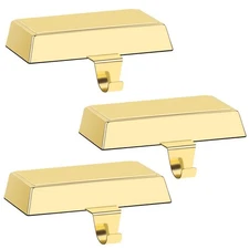 Gold Christmas Stocking Holder Set of 3 - Heavy Duty Mantel Hangers