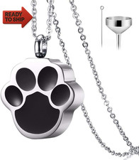 QUMY Pet Cat Dog Paw Print Cremation Jewelry for Ashes Wearable Urn Necklace Kee