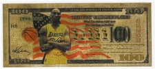 Kobe Bryant 14K Gold USA $100 Bill MVP Los Angeles Lakers