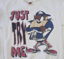 Vintage 1992 Taz Sweatshirt Large 17.5x23 White Tazmanian-Devil