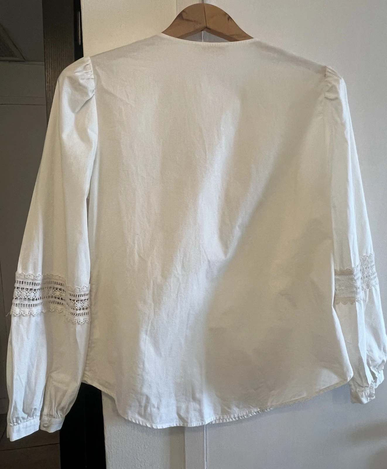 Camicetta Marissa Tory Burch in cotone avorio con nappe e ricami tg. 6 $225