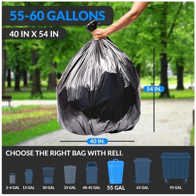 Heavy Duty 55-60 Gal Trash Bags | 150 Count | Black