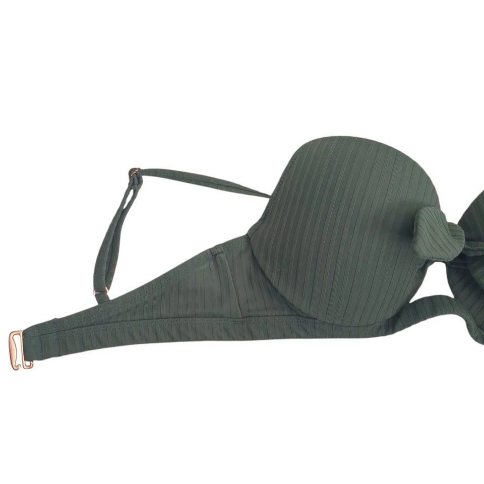 Top de natación de bikini Shade & Shore verde bosque con aros talla 34C lazo acolchado Foto 4 de 4