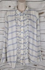 Anthropologie Pilcro Plaid Ruffled Top XL Button Up Boho Soft Flannel