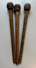 3 Antique Wooden Bobbins 10” Long