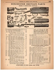 1937 Print Ad of Winchester Model 12 Repeating Shotgun Parts List
