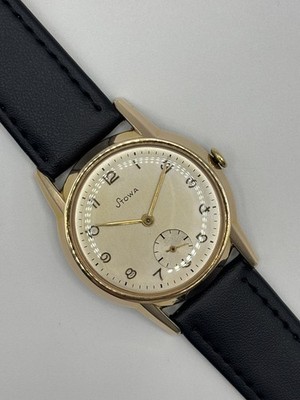 Stowa Uhr Armbanduhr 40 Mikrons Walz Gold Double Kal. 595 Vintage kleine Sekunde