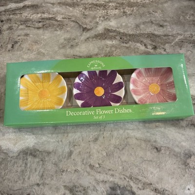 Hallmark Expressions Spring Gift Ceramic Decorative Flower Dishes Set of 3 Bowls