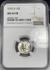 1935 D Mercury Dime 10c NGC MS64 FB
