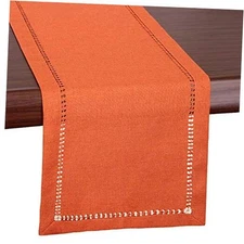 Grelucgo Handmade Hemstitch Orange Thanksgiving Table Runner Or Dresser 14 x 60