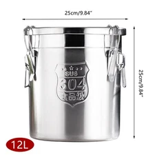 6l/12l Food Storage Container Stainless Steel Airtight Canister Kitchen