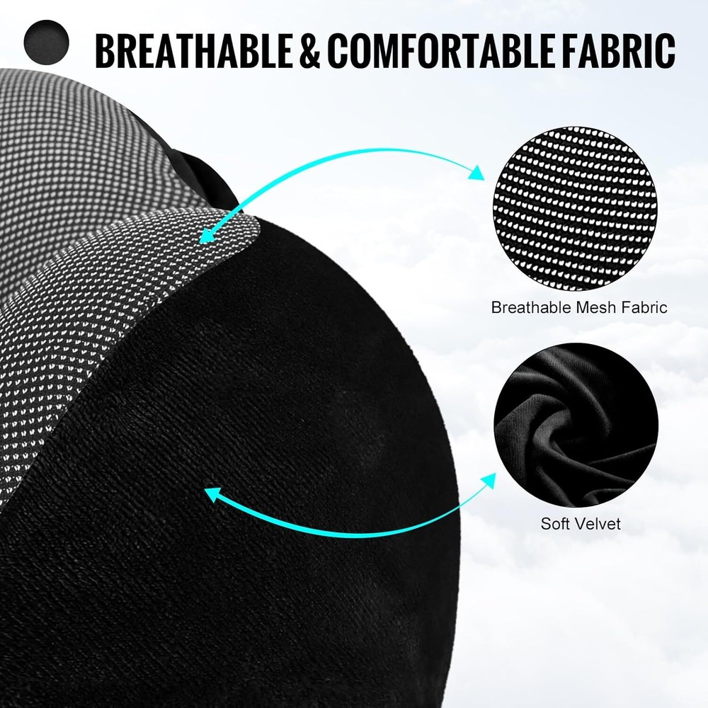 Travel Pillow, Neck Pillow for Travel with Hood for Airplane, Velvet Memory Foam