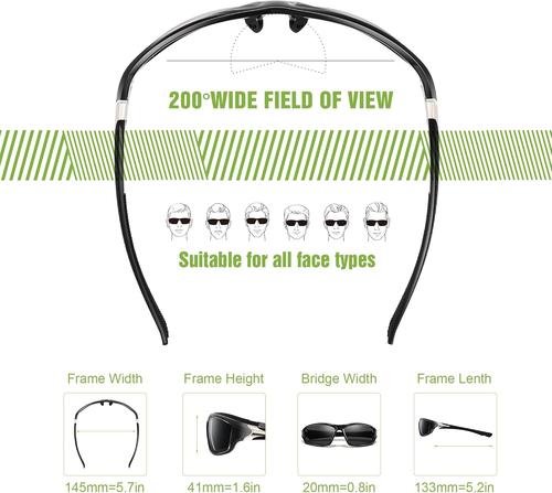 3 Pack Polarized Sports Sunglasses for Men, Mens Sunglasses Wrap around UV400 Pr - Picture 5 of 12