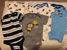 Lot Of 5 Short Sleeve One Piece Boys NB Newborn By Gerber