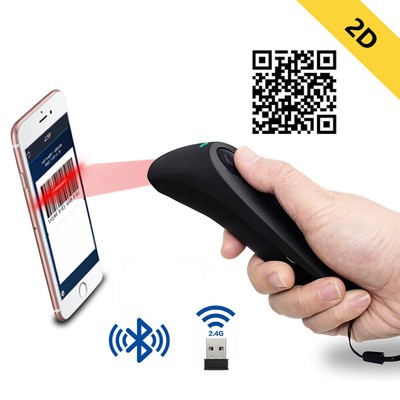 Bluetooth 2D Barcode Scanner Wireless Handheld QR Code Reader For Phone/PC